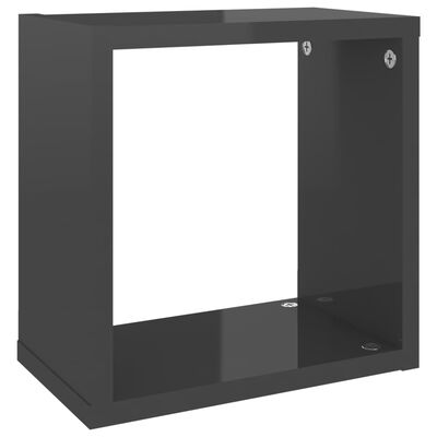 vidaXL Wall Cube Shelves 4 pcs High Gloss Grey 26x15x26 cm