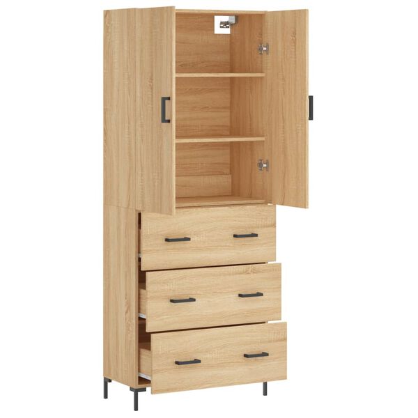 vidaXL Highboard Sonoma Oak 69.5x34x180 cm Engineered Wood