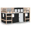 vidaXL Kids' Loft Bed with Curtains without Mattress White&Black 90x200cm
