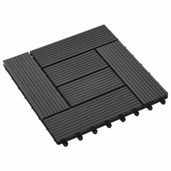 vidaXL Decking Tile 11 pcs Black 30 x 30 cm WPC