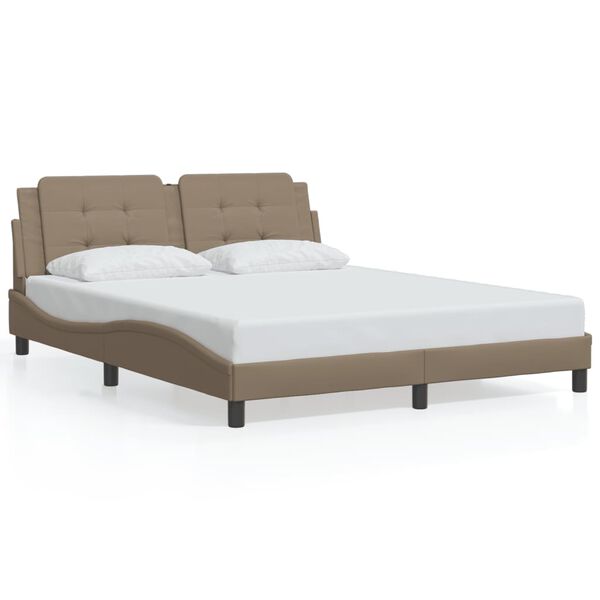 vidaXL Bed Frame without Mattress "Zadar" Cappuccino 160x200 cm Faux Leather
