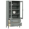 vidaXL Bookcase with Metal Legs Grey 85x35x172.5 cm Solid Wood OSLO
