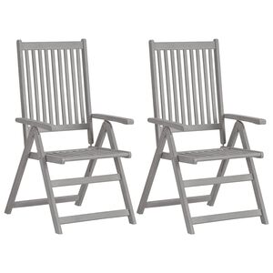 vidaXL Garden Reclining Chairs 2 pcs Grey Solid Acacia Wood