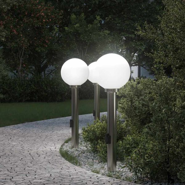 vidaXL Bollard Lights with Outlet 3 pcs 80 cm Stainless Steel IP44