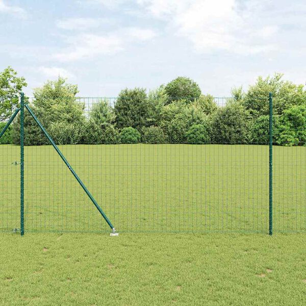vidaXL Fence with Posts Green 1.6 x 10 m Steel