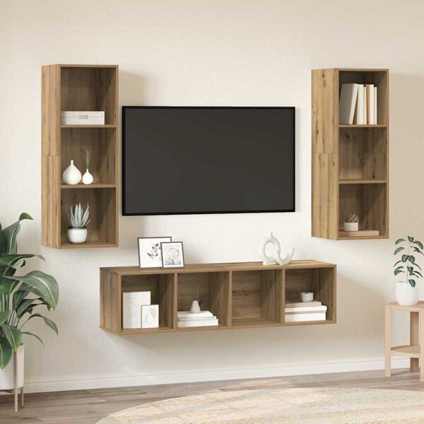 vidaXL TV Cabinet Set Wall-mounted 3 pcs Artisan Oak Engineered Wood