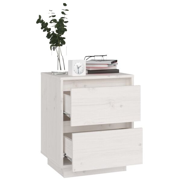 vidaXL Bedside Cabinet White 40x35x50 cm Solid Wood Pine