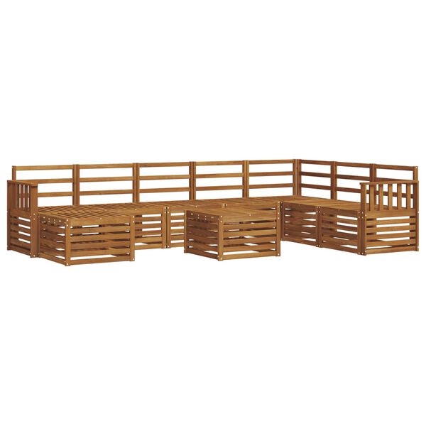 vidaXL Sectional Sofa Set 9 pcs Natural Solid Acacia Wood