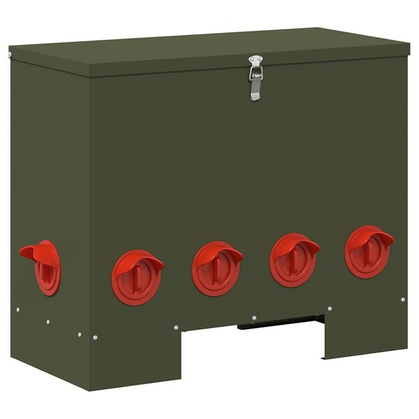 vidaXL Chicken Feeder 2 pcs Olive Green 60.5 x 29 x 51 cm