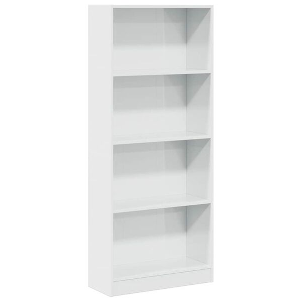 vidaXL Bookcase High Gloss White 60x24x143 cm Engineered Wood