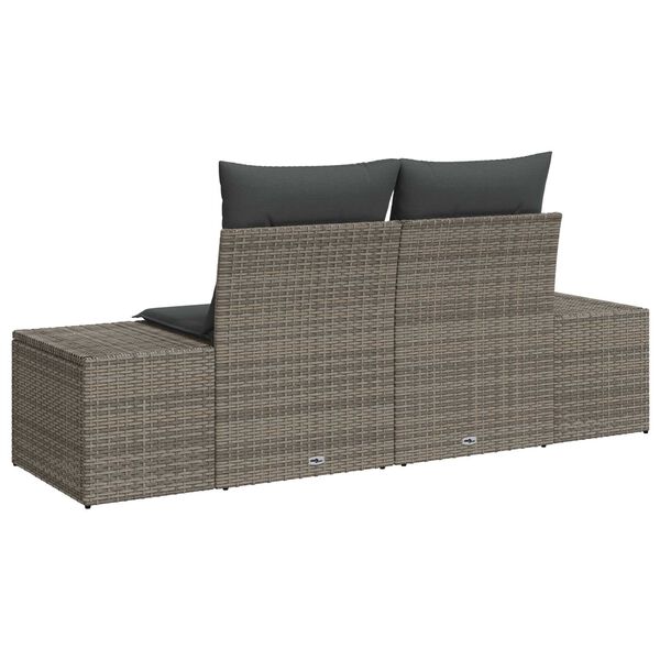 vidaXL Garden Sofa Grey 123 x 62 x 69cm Poly Rattan