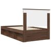 vidaXL Bed Frame with Headboard Brown Oak 100 x 200 cm Solid Pine Wood