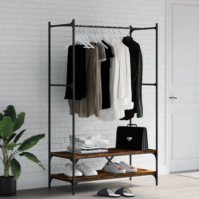 vidaXL Clothes Rack with Shelves Smoked Oak Engineered Wood