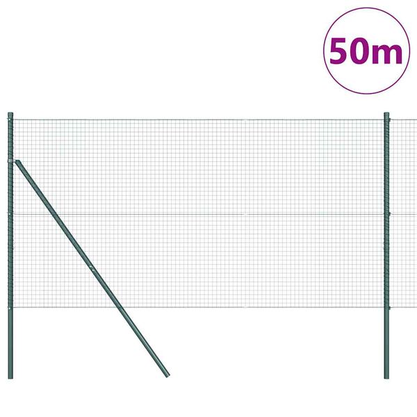 vidaXL Fence Post Green 50 x 1.2 m (25 x 25 mm mesh) Steel and PVC