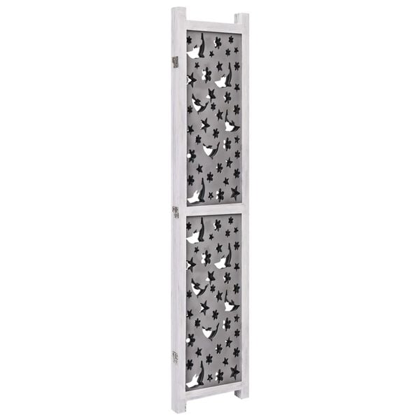 vidaXL 3-Panel Room Divider Grey 105x165 cm Solid Wood