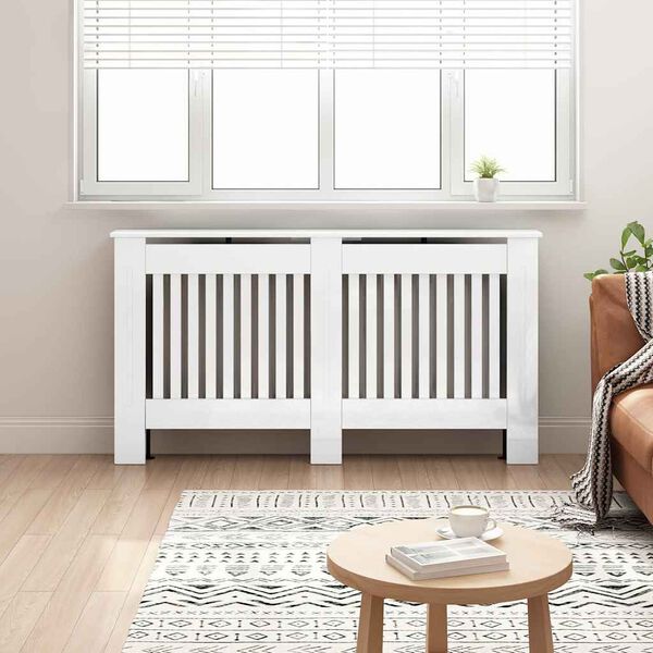 vidaXL Radiator Cover High Gloss White 152 x 19 x 81.5 cm