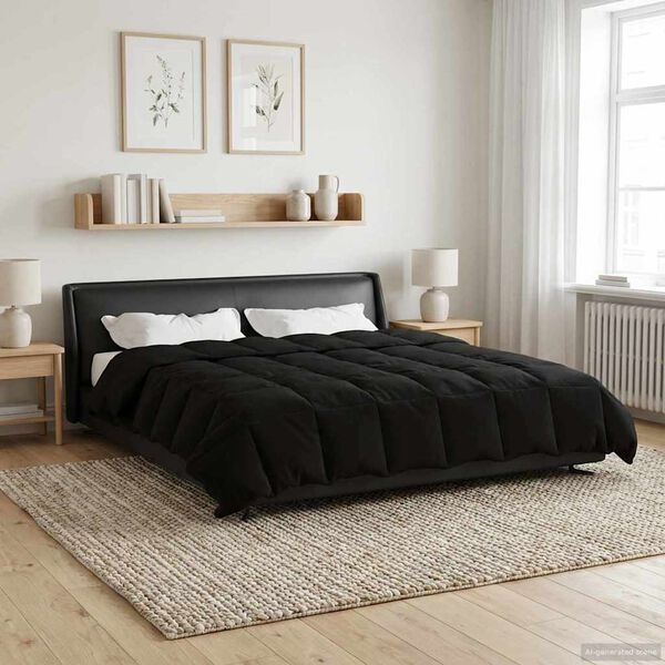 vidaXL Full Year Duvet Quilted Black 200 x 240 cm Microfiber