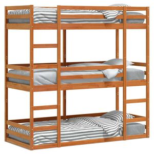 vidaXL Triple Bunk Bed without Mattress Wax Brown 80x200 cm Solid Wood Pine