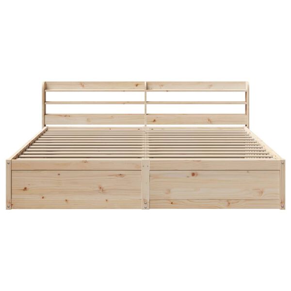 vidaXL Bed Frame with Headboard 200x200 cm Solid Wood Pine