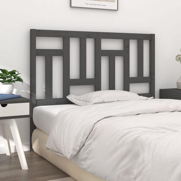 vidaXL Bed Headboard Grey 125.5x4x100 cm Solid Wood Pine