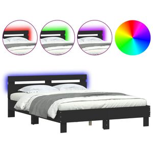 vidaXL Bed Frame | Black | Engineered wood and Plywood | Double | Bed Frame