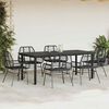 vidaXL 7 Piece Garden Dining Set Black Poly Rattan Glass