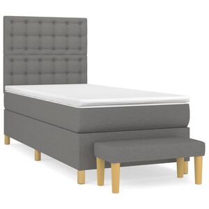 vidaXL Box Spring Bed with Mattress Dark Grey 80x200 cm Fabric