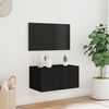 vidaXL TV Wall Cabinet with LED Lights Black 60x35x31 cm