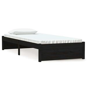 vidaXL Bed Frame without Mattress Black Solid Wood 75x190 cm