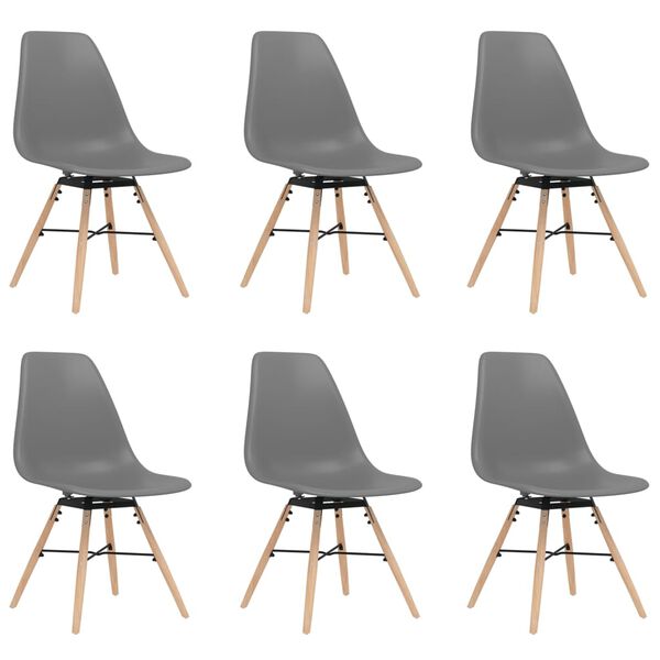 vidaXL Dining Chairs 6 pcs Grey PP