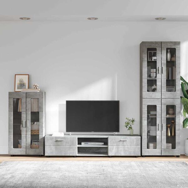 vidaXL TV Cabinet Set with Drawer Concrete Grey Engineered Wood
