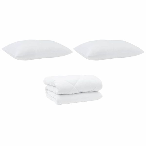 vidaXL Duvet with Pillows 3 pcs White Microfiber and Down Feather