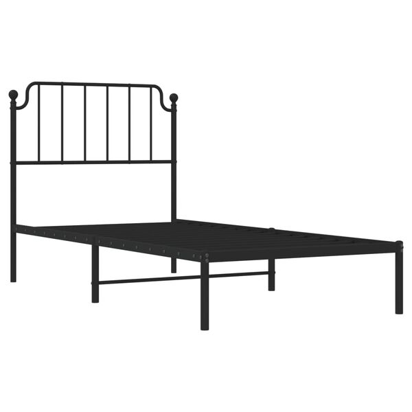vidaXL Metal Bed Frame without Mattress with Headboard Black 90x200cm