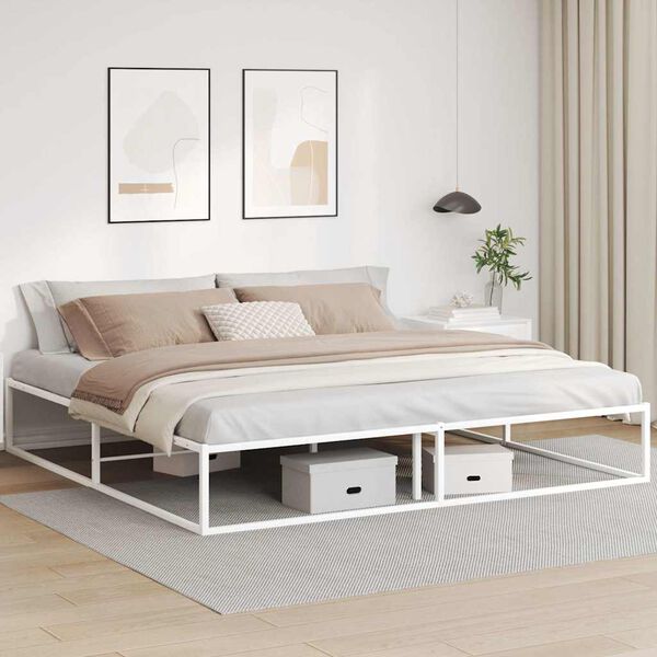 vidaXL Bed Frame without Mattress White 200x200 cm Metal