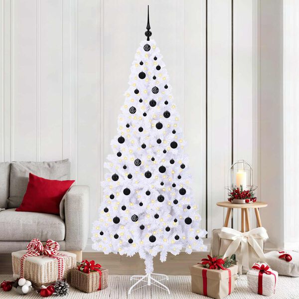 vidaXL Artificial Christmas Tree with Stand White 210 cm PVC and Steel