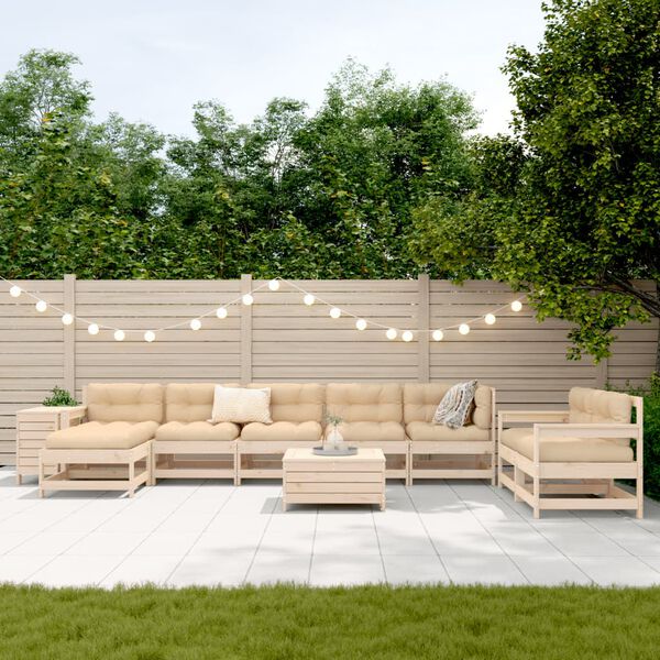 vidaXL 10 Piece Garden Sofa Set Solid Wood Pine