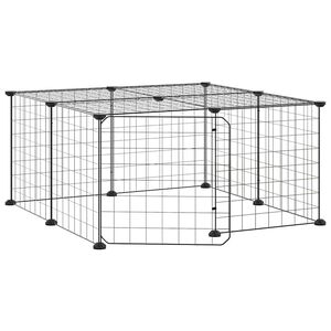 vidaXL 12-Panel Pet Cage with Door Black 35x35 cm Steel