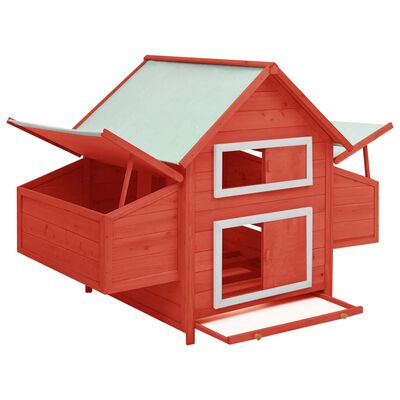 vidaXL Chicken Coop Red and White 152x96x110 cm Solid Firwood
