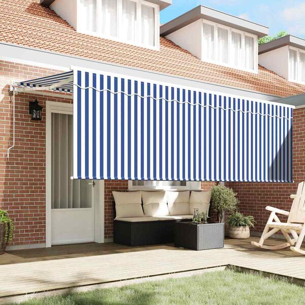 vidaXL Retractable Awning Retractable Blue and White 400 x 200 cm