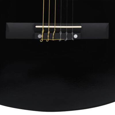 vidaXL 12 Piece Western Classical Guitar Set with 6 Strings Black 38"