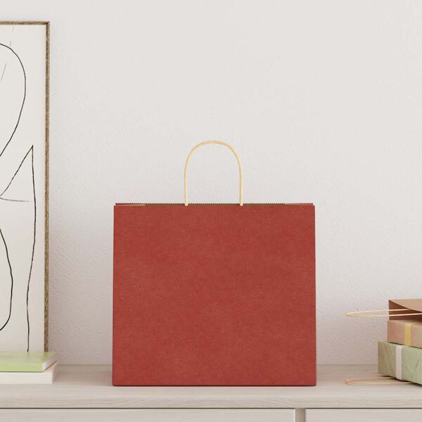 vidaXL Paper Bags 50 pcs with Handles Red 32x22x28 cm