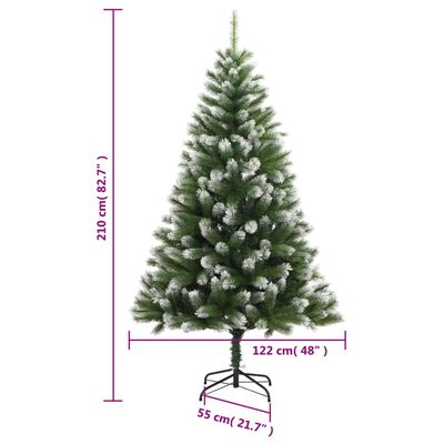 vidaXL Artificial Hinged Christmas Tree 300 LEDs & Flocked Snow 210 cm