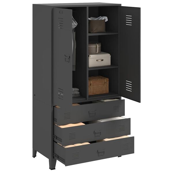 vidaXL Industrial Wardrobe Anthracite 90x50x180 cm Metal