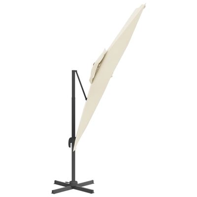 vidaXL Double Top Cantilever Umbrella Sand White 400x300 cm