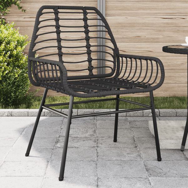 vidaXL Garden Chairs 2 pcs Black Poly Rattan