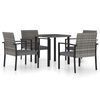 vidaXL 5 Piece Outdoor Dining Set Poly Rattan Grey