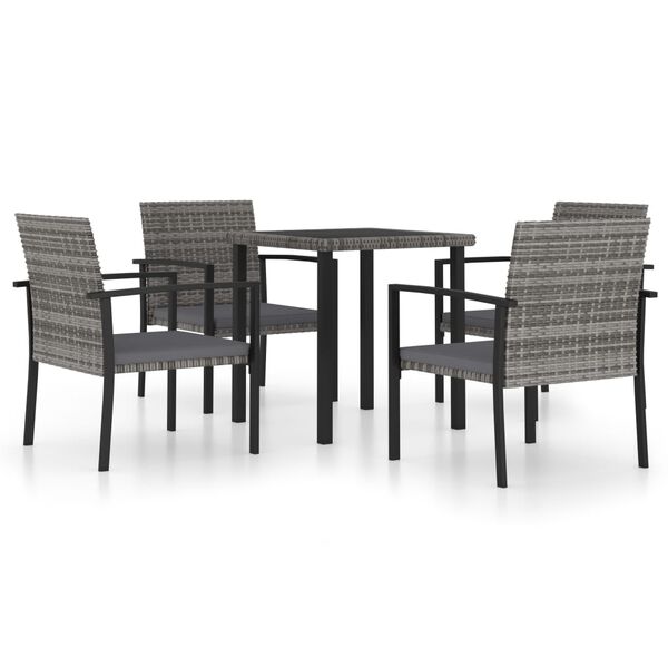 vidaXL 5 Piece Outdoor Dining Set Poly Rattan Grey