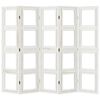 vidaXL Room Divider 5 Panels White Solid Wood Paulownia