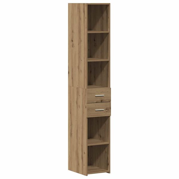 vidaXL Bookcase with Drawer Artisan Oak 30 x 42.4 x 185.2 cm