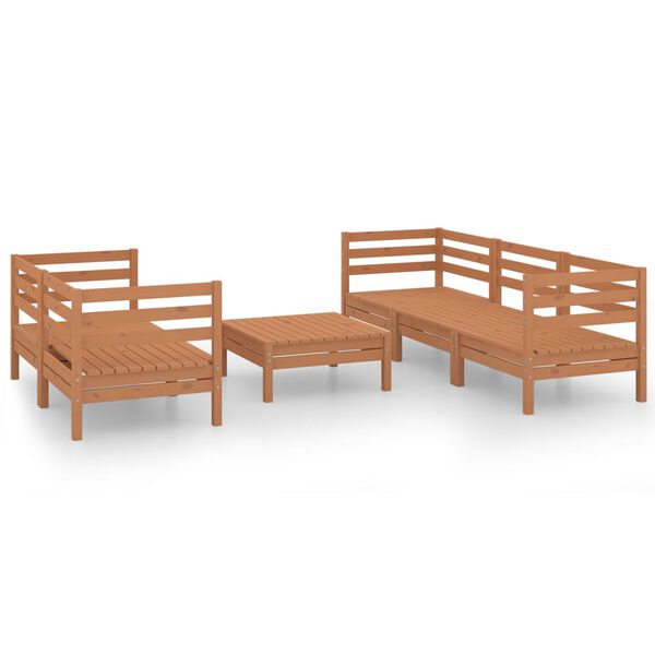 vidaXL 6 Piece Garden Lounge Set Honey Brown Solid Pinewood